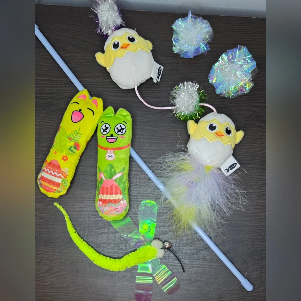 15+ Piece Cat Toy Bundle Lot NEW Unused Wand Catnip Plush Mice Balls Holiday